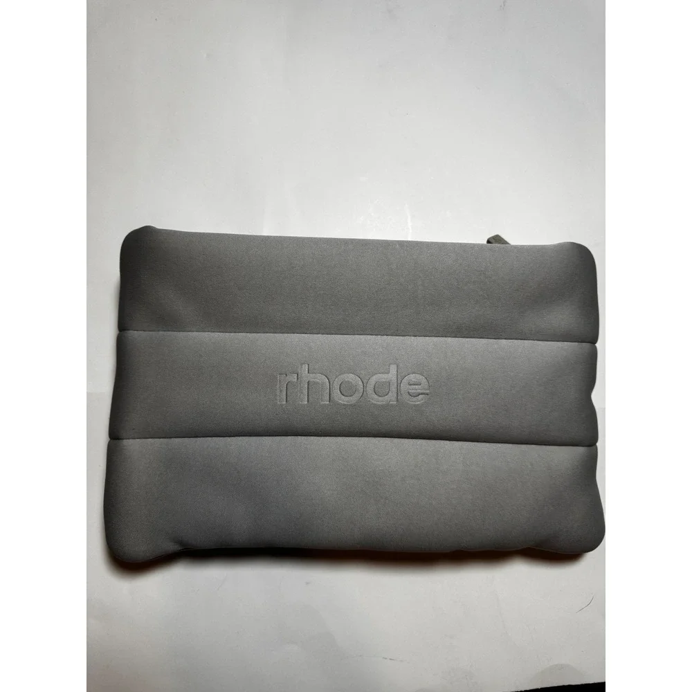 Rhode Skin Puffy Makeup Bag Grey Quilted Cosmetic Pouch